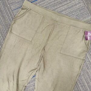 AVA & VIV Olive Green Cropped Lounge Pants Women's Plus Size‎ 4X Elastic Waist